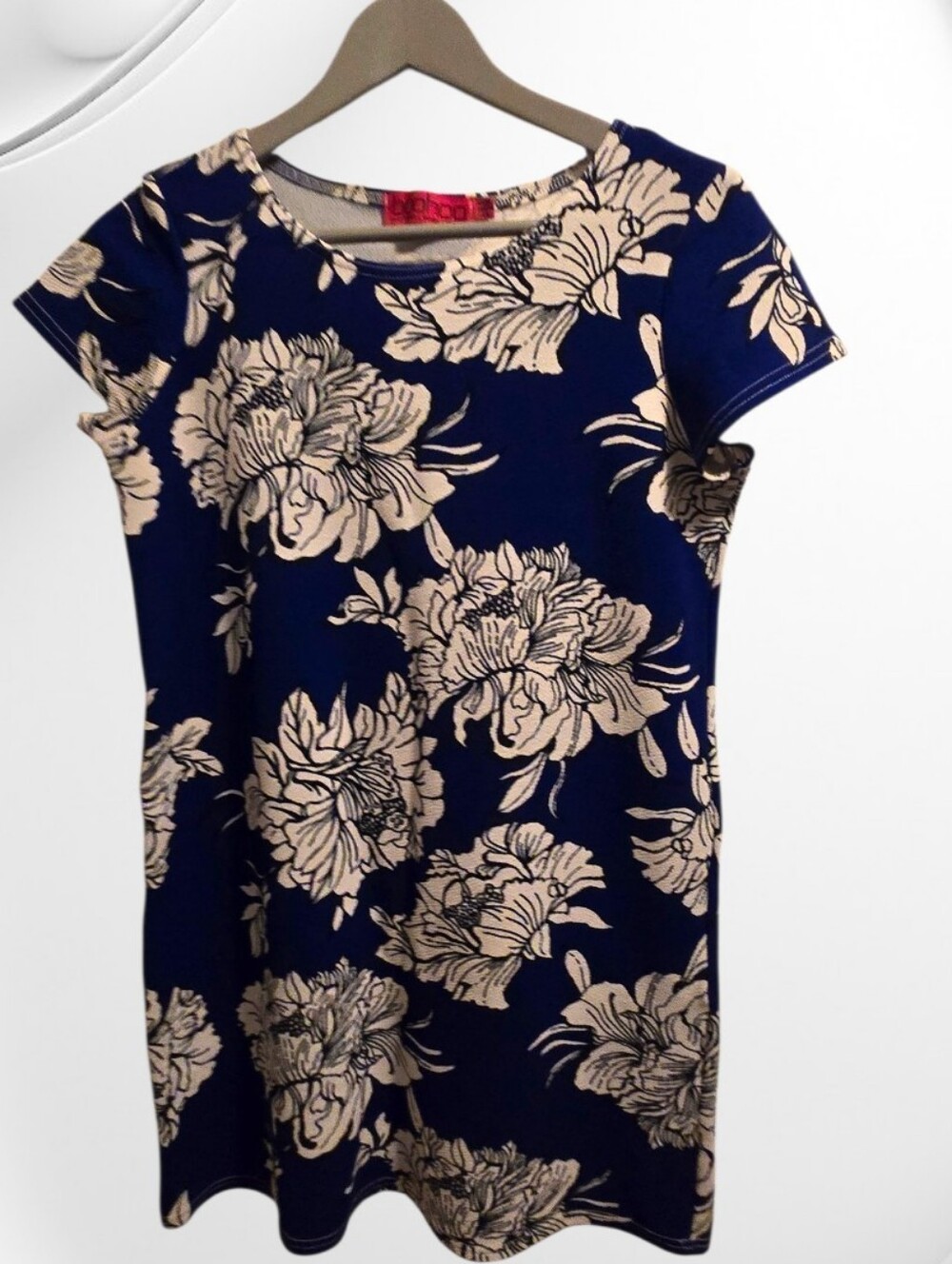 Boohoo Blue and White Floral Dress, Size 6